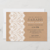 Rustic Lace & Kraft Vrijgezellenfeest Party Invite Kaart (Voorkant)