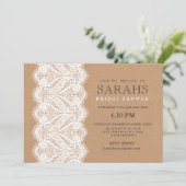 Rustic Lace & Kraft Vrijgezellenfeest Party Invite Kaart (Staand voorkant)