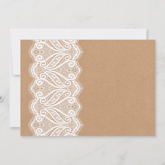 Rustic Lace & Kraft Vrijgezellenfeest Party Invite Kaart (Achterkant)
