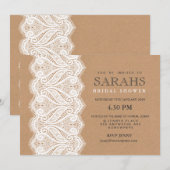 Rustic Lace & Kraft Vrijgezellenfeest Party Invite Kaart (Voorkant / Achterkant)
