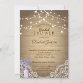 Rustic Lace, Lavander Mason Jar, String Lights Kaart (Voorkant)