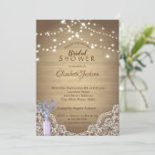 Rustic Lace, Lavander Mason Jar, String Lights Kaart (Staand voorkant)