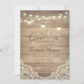 Rustic Lace, Lights, Tiara, Diamonds Quinceañera Kaart (Voorkant)