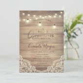 Rustic Lace, Lights, Tiara, Diamonds Quinceañera Kaart (Staand voorkant)