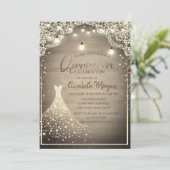 Rustic Lace, Lights, Wood Diamonds Dress Quinceañe Kaart (Staand voorkant)