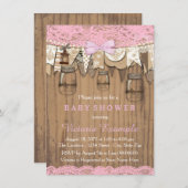 Rustic Lace Mason Jar Baby shower Kaart (Voorkant / Achterkant)