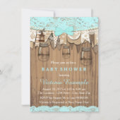 Rustic Lace Mason Jar Baby shower Kaart (Voorkant)