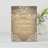 Rustic Lace, Mason Jar, String Lights Kaart (Staand voorkant)