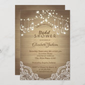 Rustic Lace, Mason Jar, String Lights Kaart (Voorkant / Achterkant)