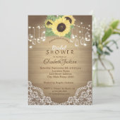 Rustic Lace, Mason Jar, String Lights, Sunflower Kaart (Staand voorkant)