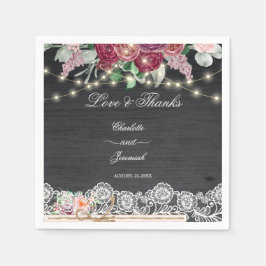 Rustic Lace Mason Jar String Lights Wedding Servet