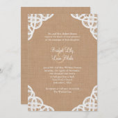Rustic Lace & Medium Burlap Wedding Invitation Kaart (Voorkant / Achterkant)