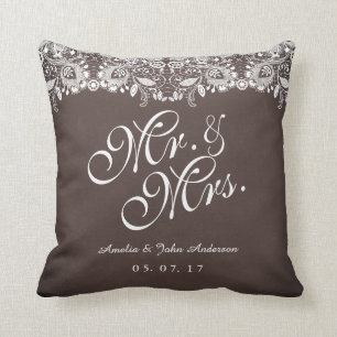 Rustic Lace Mr. en Mrs. Wedding Pillow Kussen