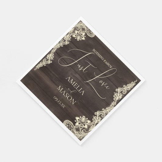 Rustic Lace Nothing Fancy Just Love Wedding Paper Servet (Hoek)