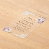 Rustic Lace Pink Floral Islamic Wedding Acryl Uitnodigingen (Laagn)