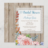 Rustic Lace Pink Rose Bridal Shower Kaart (Voorkant / Achterkant)