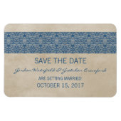 Rustic Lace Save the Date Magnet, Blue Magneet (Horizontaal)
