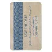 Rustic Lace Save the Date Magnet, Blue Magneet (Verticaal)