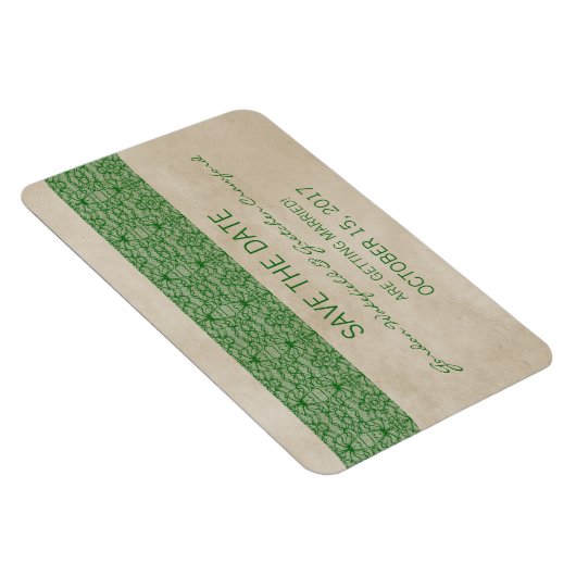 Rustic Lace Save the Date Magnet, Green Magneet (Rechterzijde)