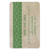 Rustic Lace Save the Date Magnet, Green Magneet (Verticaal)