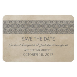 Rustic Lace Save the Date Magnet, Grey Magneet