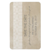 Rustic Lace Save the Date Magnet, Ivory Magneet (Verticaal)