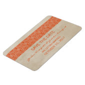 Rustic Lace Save the Date Magnet, Oranje Magneet (Linkerzijde)