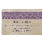 Rustic Lace Save the Date Magnet, Paars Magneet (Horizontaal)