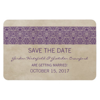 Rustic Lace Save the Date Magnet, Paars Magneet