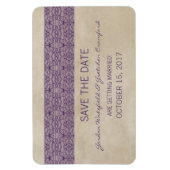 Rustic Lace Save the Date Magnet, Paars Magneet (Verticaal)