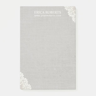 Rustic Lace Silver Linen Makeup Artist Hair Salon Post-it® Notes
