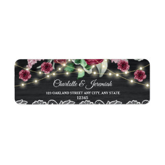 Rustic Lace String Lights Wedding Return-adres Etiket
