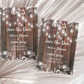Rustic Lace String Lights Wedding Save the Date Magnetische Uitnodiging