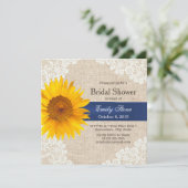 Rustic Lace Sunflower & Burlap Vrijgezellenfeest Kaart (Staand voorkant)