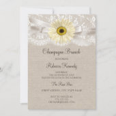 Rustic Lace Sunflower Vrijgezellenfeest Brunch Inv Kaart (Voorkant)