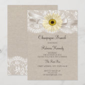Rustic Lace Sunflower Vrijgezellenfeest Brunch Inv Kaart (Voorkant / Achterkant)