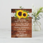 Rustic Lace Sunflower Wedding Invitation Kaart (Staand voorkant)
