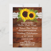 Rustic Lace Sunflower Wedding Invitation Kaart (Voorkant)