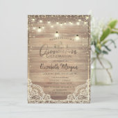 Rustic Lace, Tiara, Lights Diamonds Quinceañera Kaart (Staand voorkant)