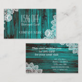 rustic lace turquoise blue barn wood discount kortingskaartje (Voorkant / Achterkant)