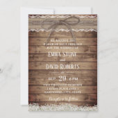 Rustic Lace & Twine Baby's Breath Floral Wedding Kaart (Voorkant)