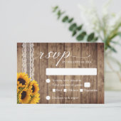 Rustic Lace & Twine Country Sunflower Wedding RSVP (Staand voorkant)