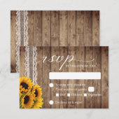 Rustic Lace & Twine Country Sunflower Wedding RSVP (Voorkant / Achterkant)