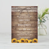 Rustic Lace & Twine Country Sunflower Weduwen Kaart (Staand voorkant)