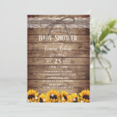 Rustic Lace & Twine Sunflower Floral Baby shower Kaart (Staand voorkant)
