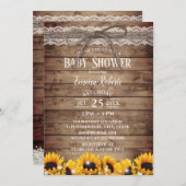 Rustic Lace & Twine Sunflower Floral Baby shower Kaart (Voorkant / Achterkant)