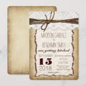  Rustic Lace Twine Wedding Invitations Kaart (Voorkant / Achterkant)