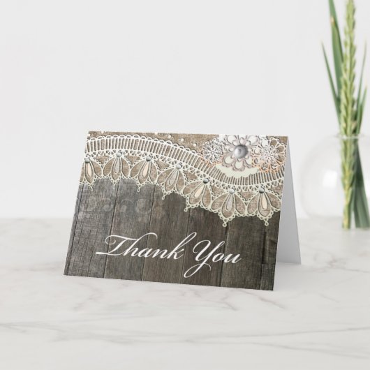 Rustic Lace Vintage Houten Bedankkaartjes Bedankkaart (Voorkant)
