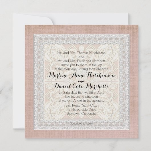 Rustic Lace w Aged  Linen country legance Kaart (Voorkant)