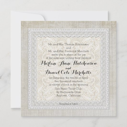 Rustic Lace w Aged Linen country legance Kaart (Voorkant)